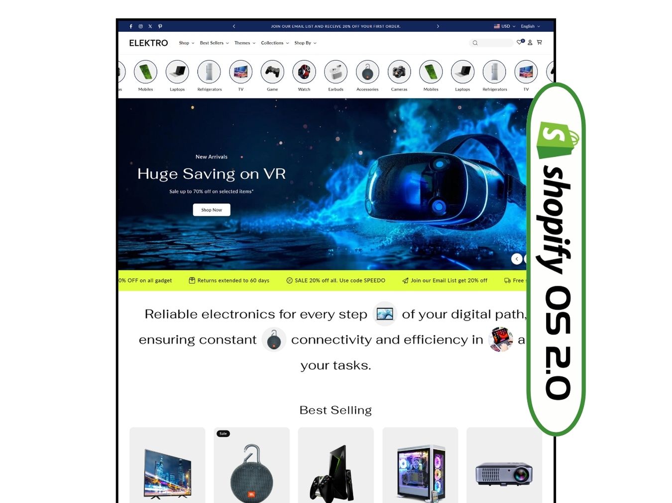 Elektro - Cutting-Edge Electronics Shopify 2.0 Template