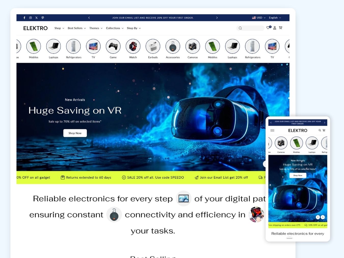 Elektro - Cutting-Edge Electronics Shopify 2.0 Template