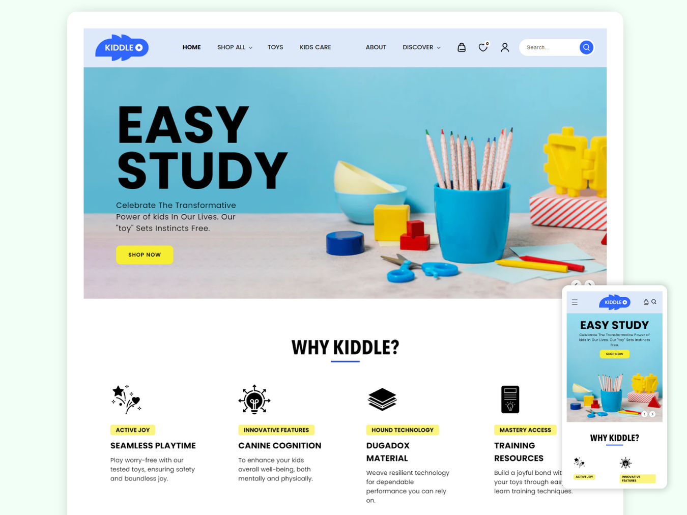 KIDDLE - Best Shopify kids themes For Toy Store | Shopify 2.0 Theme