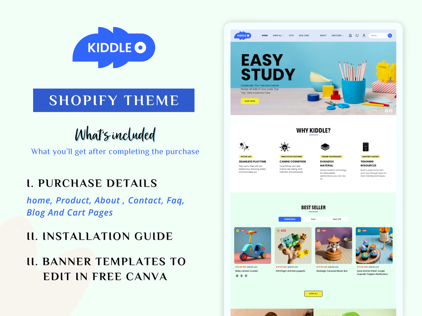 KIDDLE - Best Shopify kids themes For Toy Store | Shopify 2.0 Theme