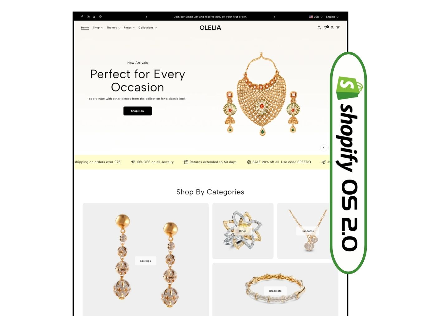 Olelia Jewelry - Exquisite Jewelry Shopify Template | O.S 2.0