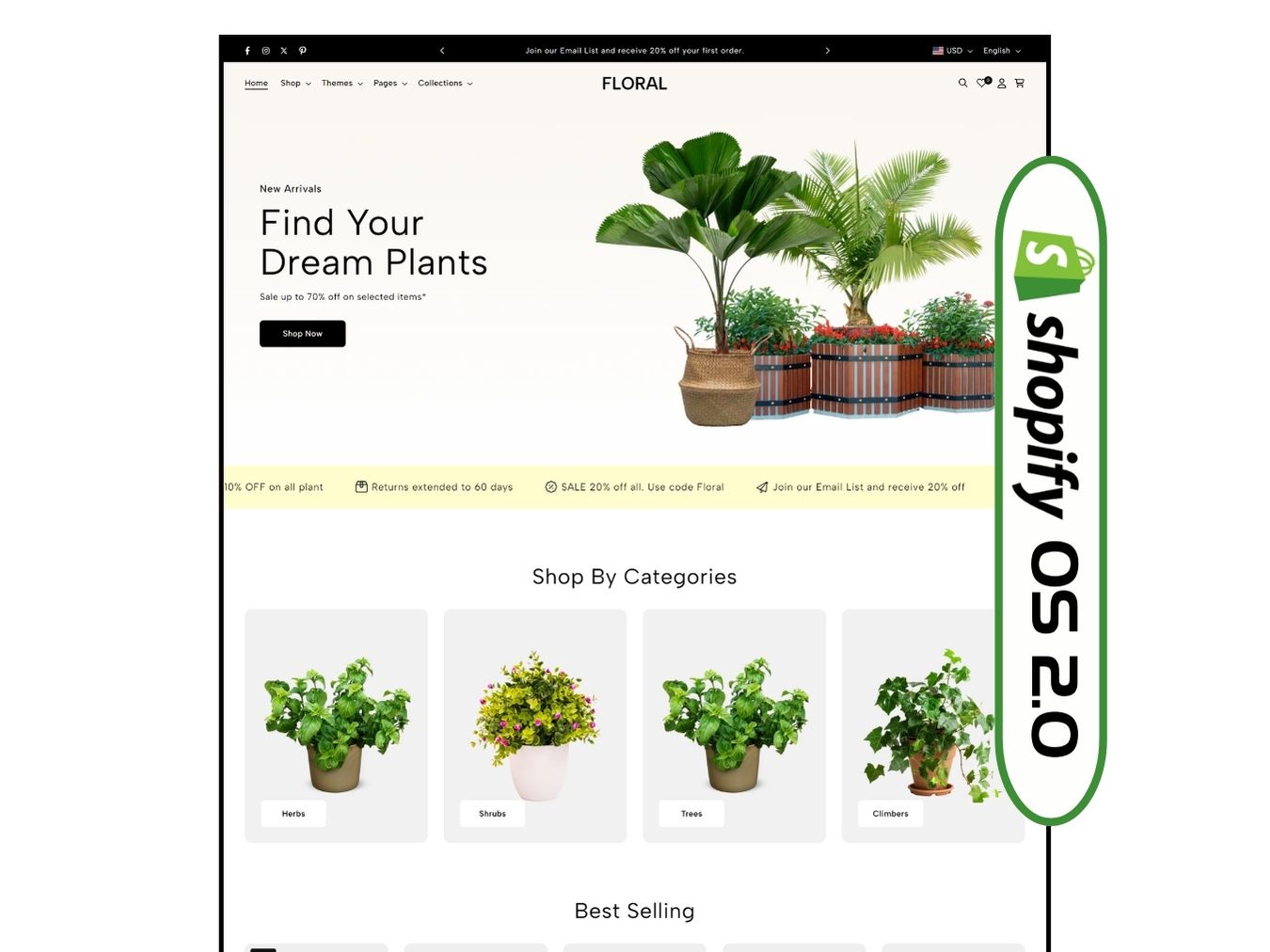 Plantrex - Beautiful Flower Shop Shopify Template | O.S 2.0