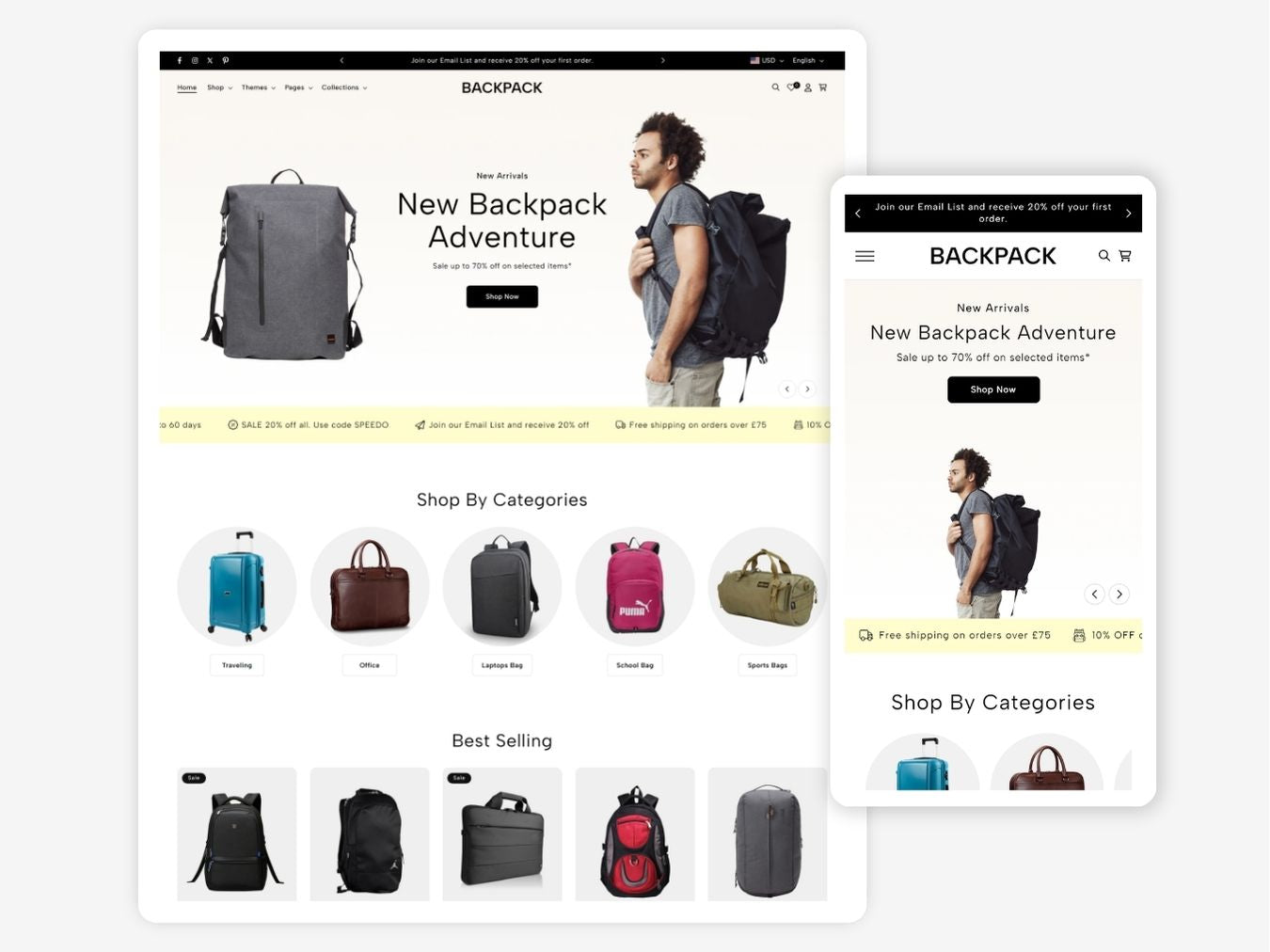 Backpack - Stylish Travel Gear Shopify Template | O.S 2.0