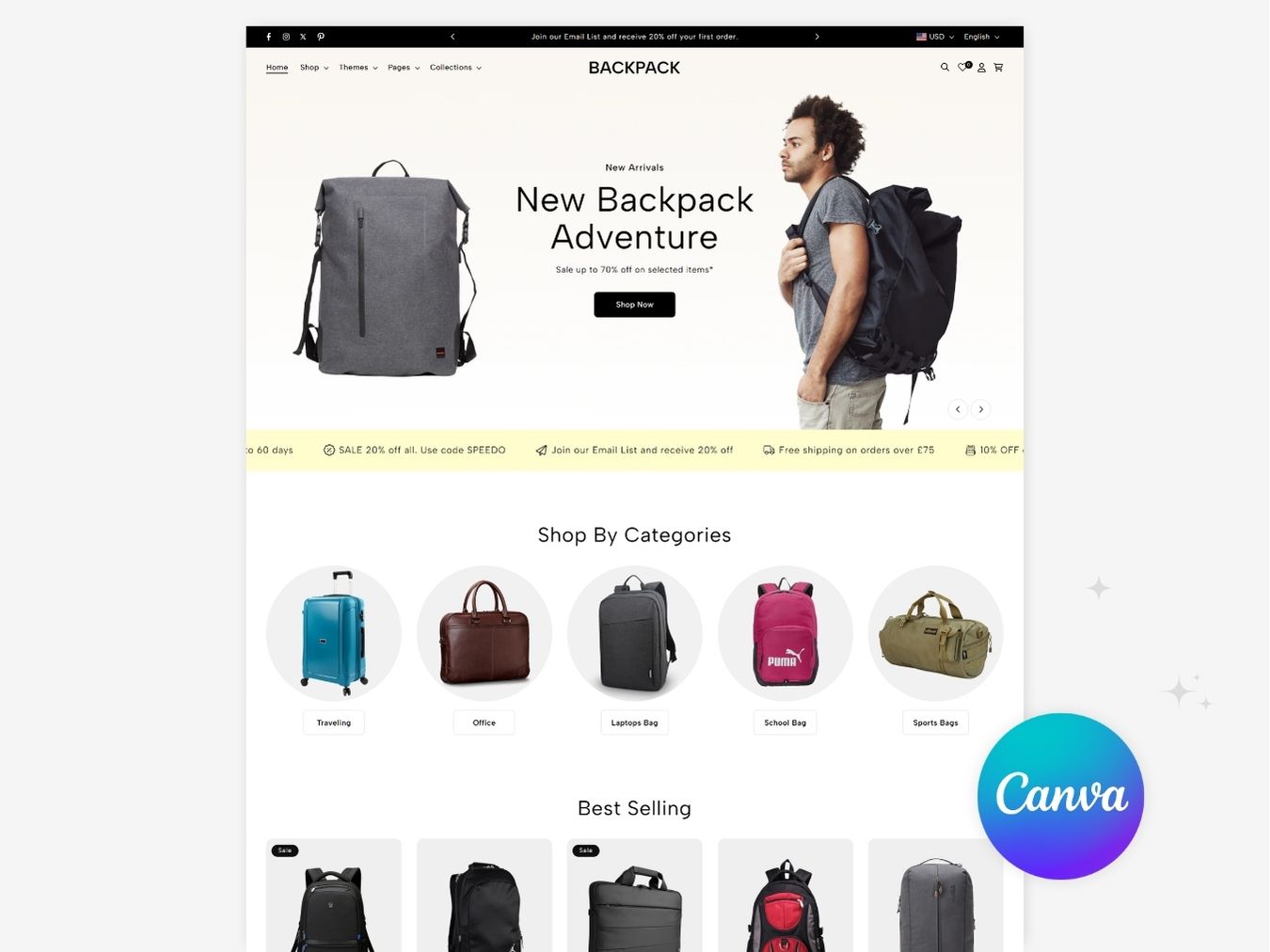 Backpack - Stylish Travel Gear Shopify Template | O.S 2.0