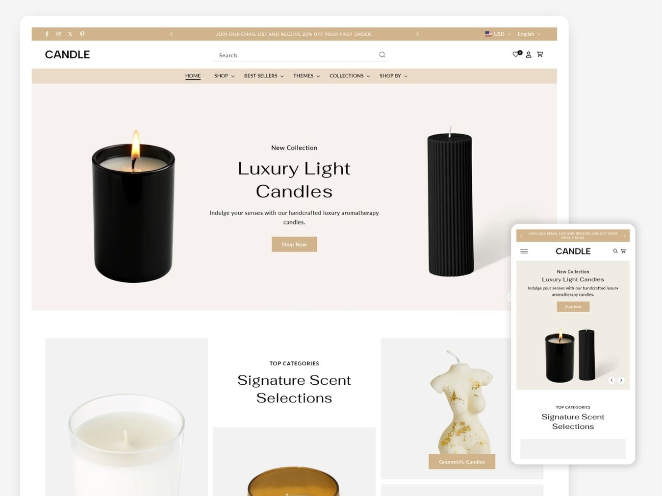 Candle - Luxurious Candle Template | Shopify 2.0 Template
