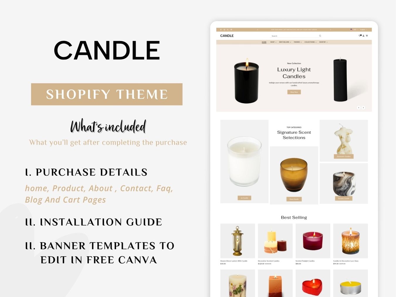 Candle - Luxurious Candle Template | Shopify 2.0 Template
