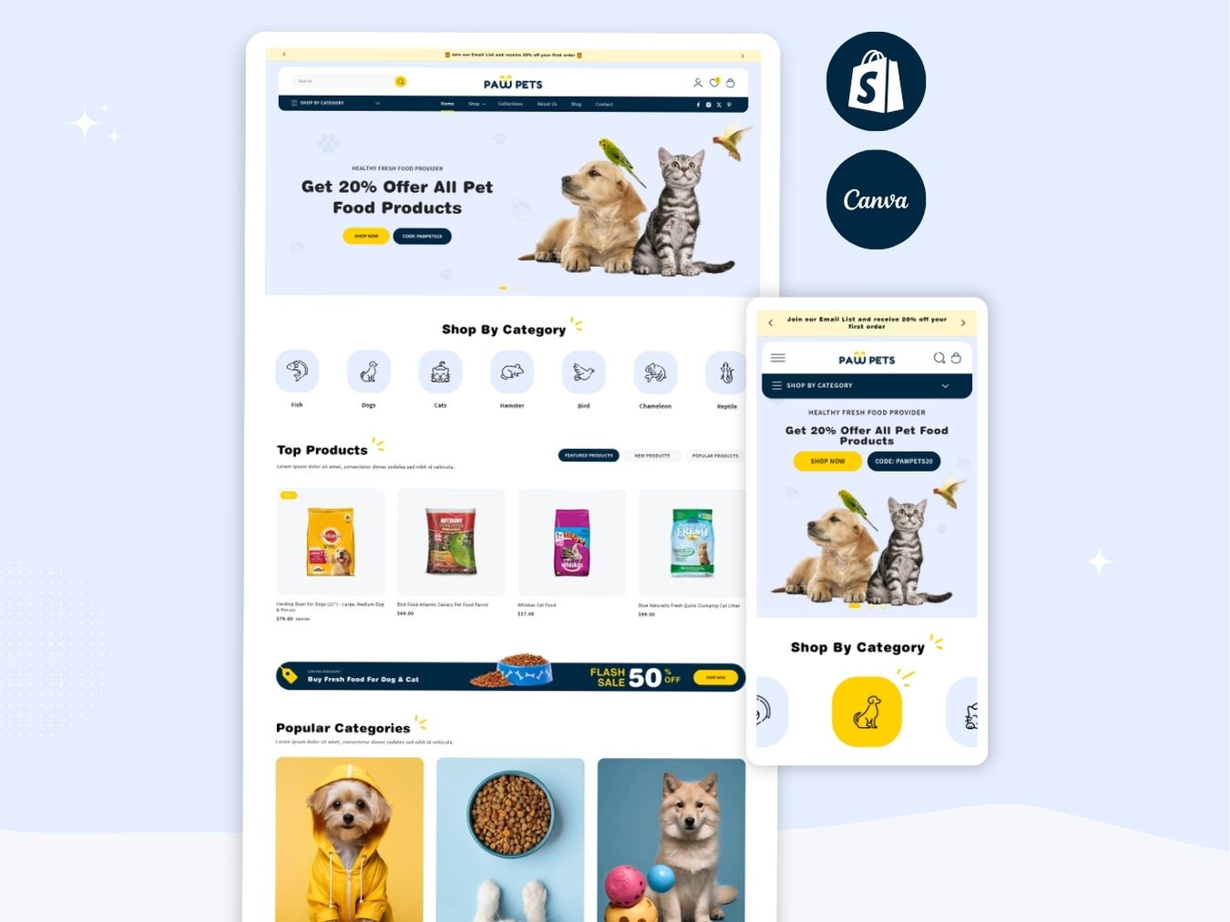 Mobile App Pets Online Shopping App PawPets SHOP Best Pet Store