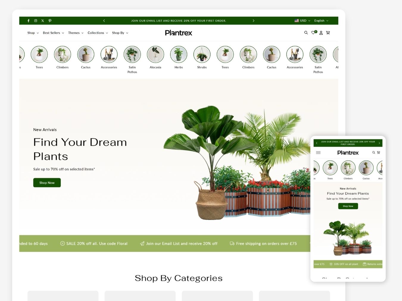 Plantrex - Beautiful Flower Shop | Shopify 2.0 Template