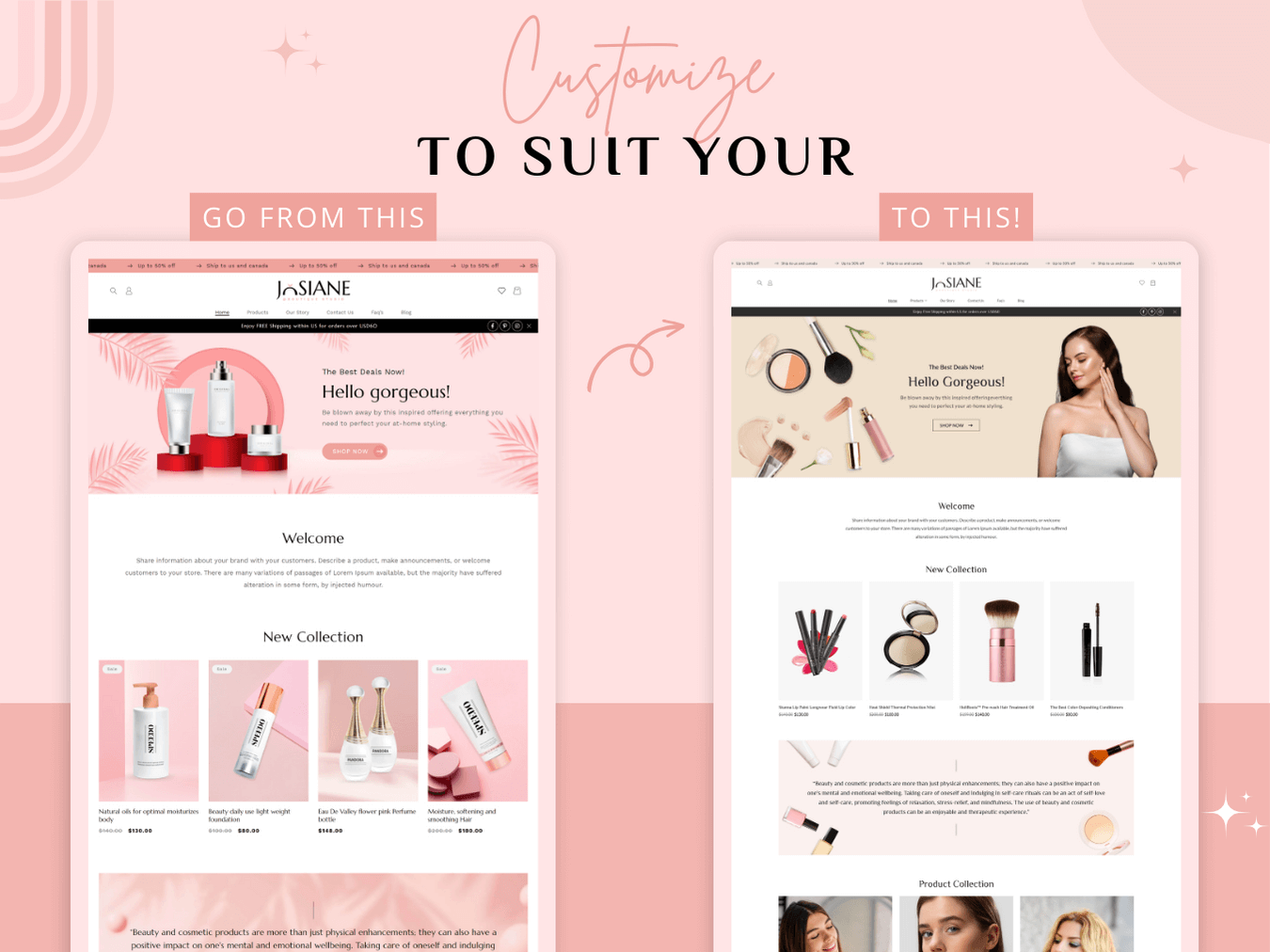 Shopify Cosmetics Website Layout